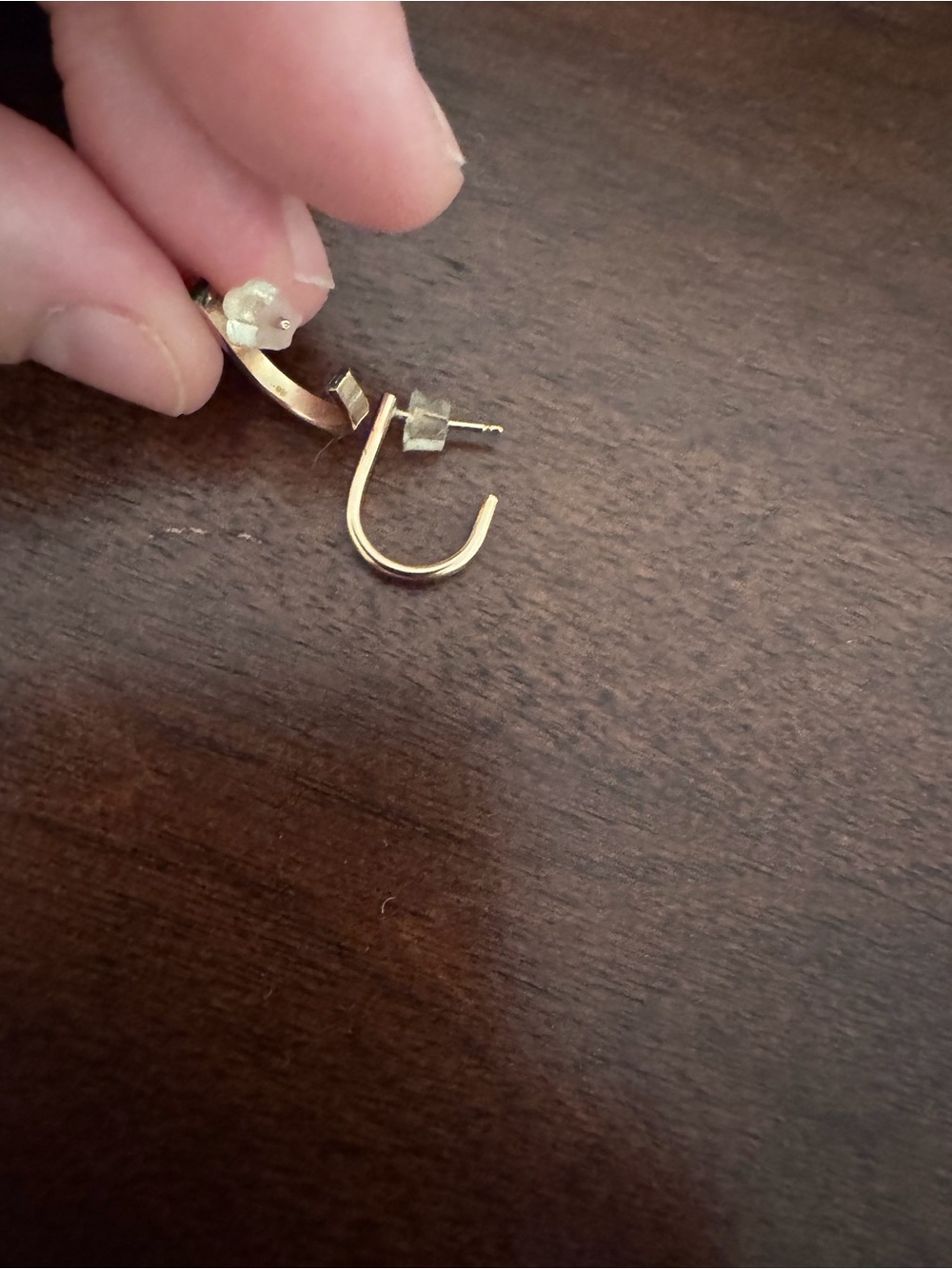 Minimal U-Shaped Hoop Earrings - Gold Tone - Picture 3 of 5